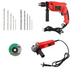 Hillgrove HGCM388M1 850W Angle Grinder, 700W Drill Machine, 10 Pcs HSS &a; Masonry Drill Bits Combo, HGCM687-14