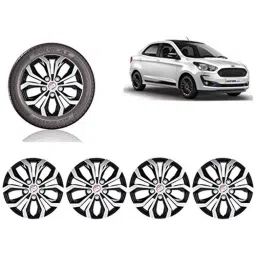 Auto Pearl 4 Pcs 14 inch Black ABS Press Type Hubcap Wheel Cover Set with Retention Ring for Ford FigoAspire2019-image-33