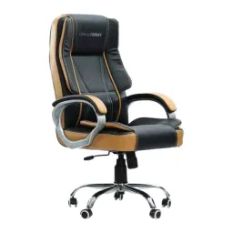 OfficeArray Black &a; Brown Leatherette High Back Adjustable Arm Ergonomic Office Chair-15