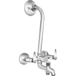 Neelkund Pan Brass Silver Chrome Finish 3-in-1 Wall Mixer with Band for Bathroom &a; Kitchen-picture-47
