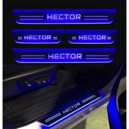 SureStrive 4 Pcs Acrylic Car Side Footstep Set with Blue LED Door Sill Scuff Plate for MG Hector All Model-46