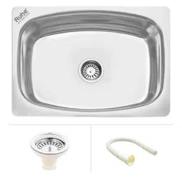 Ruhe 24x18x9 inch Stainless Steel 304 Glossy Finish Oval Single Bowl Kitchen Sink, 13-0105-05-picture-43