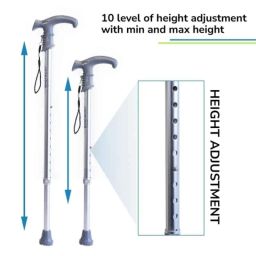 Everactiv 10 Level Height Adjustable Aluminium Walking Stick, WALKIN-STICK image 2