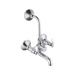 Spazio Brass Chrome Finish Wall Mixer with Wall Mounted L-Bend-picture-26
