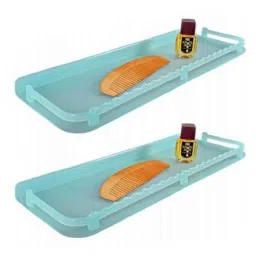 Drizzle 2 Pcs Plastic Green Unbreakable Shelves Set, ASHELVEGREEN2-picture-17