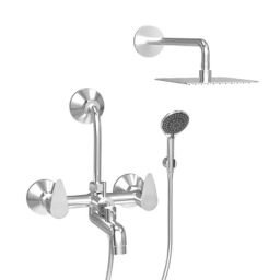 IRIS BRE305 Brass 3-in-1 Wall Mixer with Shower Arms &a; Head-image-31