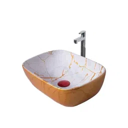 Osam 410x335x150mm Ceramic White &a; Golden Glossy Bathroom Wash Basin, OS-159-picture-39