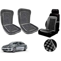 Auto Pearl PU, Velvet &a; Wooden Beads Grey Rectangular Seat Cushion for Mercedes C-Class (Pack of 2 )-16