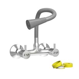 ZAP Elixir Brass Dual Flow Sink Mixer with 7 inch Grey Silicone Spout for Hot &a; Cold Water Tap-62