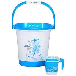 Joyo Deluxe 2 Pcs 18L Square Plastic Blue Bucket &a; 1100ml Matching Mug Set with Free Lasaani 1000ml Water Bottle-14