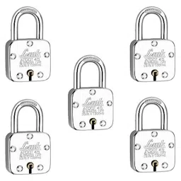 Link 45mm Steel Double Locking Hardened Shackle Padlock with 5 Brass Levers, 3 Keys &a; Free Keychain, Atoot 45 (Pack of 5)-picture-45