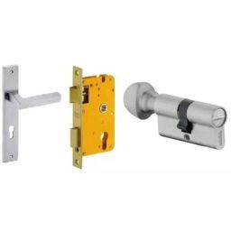 Dorset HL Series Nero 70mm Stainless Steel Door Handle Lock Set with Coin &a; Knob-picture-35