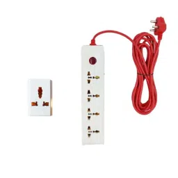 Hillgrove HGCM302M1 10A 4 Socket 1 Switch White Power Extension Board with 3 Way Multiple-Pin Socket, HGCM570-3
