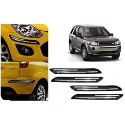Auto Pearl 4 Pcs PVC &a; Rubber Black Double Chrome Linning Bumper Corner Moulding Set for Land Rover Freelander 2-17