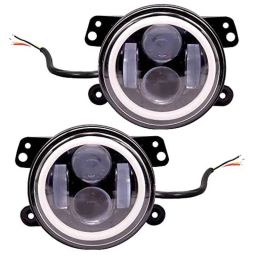 AllExtreme Exi4Lf2 4 inch Full Ring Round White Led Fog Light Bumper With Hi/Low Beam Angel Eye Lamp Compatible With Jeep, Wrangler (40W), (Pack of 2)-2