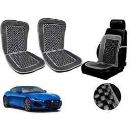 Auto Pearl PU, Velvet &a; Wooden Beads Grey Rectangular Seat Cushion for Jaguar F-Type (Pack of 2 )-image-47