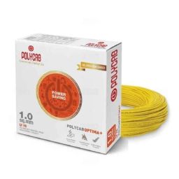 Polycab Optima Plus 4 Sqmm Single Core Yellow FRLF Copper PVC Insulated House Wire, Length: 90 m-42