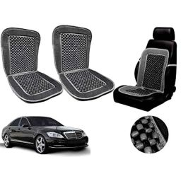 Auto Pearl PU, Velvet &a; Wooden Beads Grey Rectangular Seat Cushion for Mercedes Benz S320 (Pack of 2 )-image-17