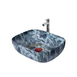 Osam 410x335x150mm Ceramic White &a; Blue Glossy Bathroom Wash Basin, OS-116-picture-46