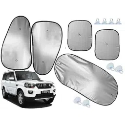 Auto Pearl 5 Pcs Polyester Black &a; Silver Window &a; Rear Sun Shade Set for Mahindra Scorpio 2014-2017-picture-27