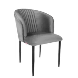 Rose Fire Velvet Mouse Gray Medium Back Cafe Chair (Pack of 2)-image-5