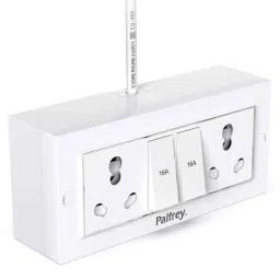 Palfrey 16A/20A 2 Socket White Polycarbonate Electric Extension Board with 2 Switch &a; 8m Wire, 16168-28