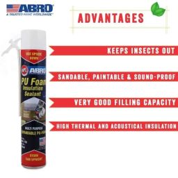 Abro 12 Pcs 750ml Multipurpose Expandable PU Foam Insulation Sealant Spray Set, PUF-750 image 4