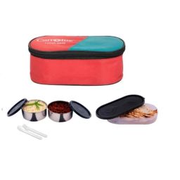 Carrolite 650ml Black &a; Red Stainless Steel Lunchbox, Black_005 (Pack of 3)-9