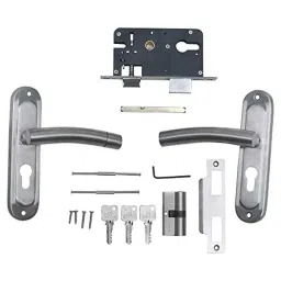 Voltizi ‎Stainless Steel 304 Matt Satin Finish Heavy Duty Round Plate Mortise Door Lock with Both Side Key Cylinder, MG1101-16