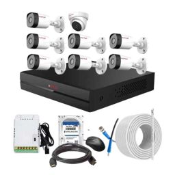 CP Plus 2.4MP Full HD Audio Indoor &a; Outdoor CCTV Combo Kit with 8Ch DVR, 7 Bullet 1 Dome Camera, 8Ch SMPS, 70m Cable, 500GB HDD &a; Connector-94
