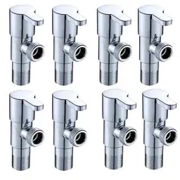 ZAP Brass Chrome Finish Angle Cock Valve for Bathroom &a; Kitchen with Wall Flange (Pack of 8)-15
