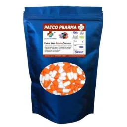 Patco Pharma 600-1000mg Gelatine Orange &a; White Empty Capsule for Size 00 Capsule (Pack of 1000)-17