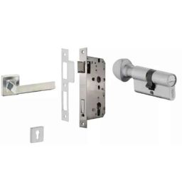 Dorset ML Series Fabio 60mm Stainless Steel Silver Chrome Finish Door Handle Lock Set with Coin &a; Knob (Pack of 4)-picture-16