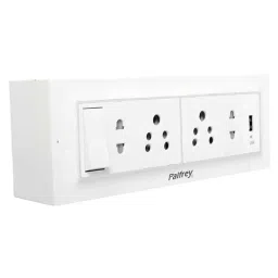 Palfrey 5A 2 Socket White Polycarbonate Extension Board with Two Pin &a; USB Socket, Master Switch &a; 55m Wire, 55 USB image 2