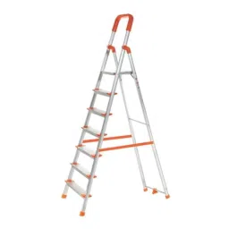 Houza 250kg 7 Steps Orange Aluminium Foldable Ladder, AQUA-LAD-07-12