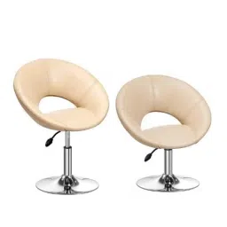 Da Urban Lotus Cream Fabric &a; Foam Stool Chair with Low Back (Pack of 2)-picture-0
