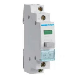 Hager 16A 1NO 1 Module Latching Pushbutton with Green Indicator, SVN413-1