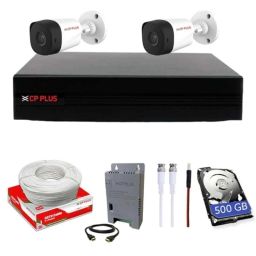 CP Plus 2.4MP Full HD 4 Channel DVR with Built in Audio MIC, 2 Pcs Outdoor, 500GB HDD, 4 Ch SMPS &a; CCTV Cable Combo Kit-5