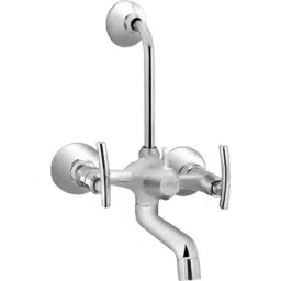 IRIS C-2 Brass Chrome Finish Silver Telephonic Wall Mixer with Bend-image-66