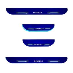 Car Accessories Hub 4 Pcs Acrylic Black Sill Scuff Plate Set with Blue LED for Honda Insight All Model-image-7