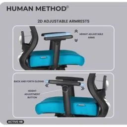 HUMAN METHOD ACTIVE HB High Back Nylon Cyan Ergonomic Chair with Adjustable Lumber Support, Tilt Lock &a; 2D Adjustable Arm image 5