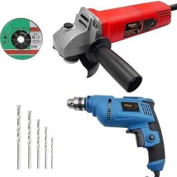 Walkers 800W Angle Grinder, 500W 10mm Drill Machine, Grinding Wheel &a; 5 Pcs Drill Bits Combo, WKCB417-47