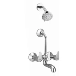 Mayur Ocich Trendy 2 Pcs Brass Chrome Plated Silver Wall Mixer Bathroom Set with Multiflow Shower-image-66