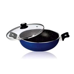 Baltra 2.5L Aluminium Blue Induction Bottom Marble Finish Non-Stick Kadhai with Glass Lid, BTN-205-picture-9