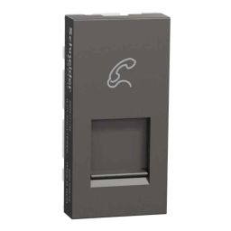 Schneider Electric Miluz Zeta RJ11 1 Module Warm Grey Telephone Socket with Shutter, MZRJ111M_WG-39