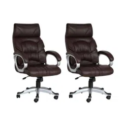 Mezonite High Back Leatherette Brown Meeting Room Office Chair (Pack of 2)-40