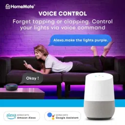 HomeMate 15W 5m Polycarbonate Wi-Fi RGB Smart LED Strip Kit with Amazon Alexa, Google Home &a; Siri, Built-in Mic Controller, HMRGB5M image 5