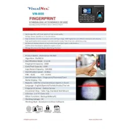 Visualnex 2.4 inch Standalone Fingerprint Attendance Device with Excel Report, VN-800 image 4