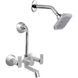 IRIS Passion 2 Pcs Brass Chrome Finish Wall Mixer &a; Grand Shower Head Set-image-68
