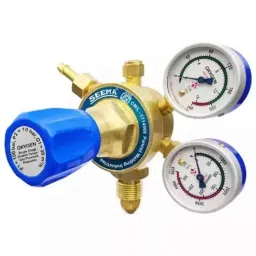 Seema 10Bar Single Stage Heavy Duty Double Gauge Oxygen Gas Pressure Regulator, S.S.DG.HD.OX-1-12